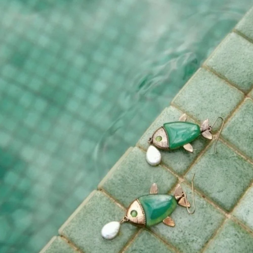 🟢Green fish earrings 🟢